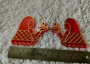 Acrylic Base : Lady with diya (5 pairs)