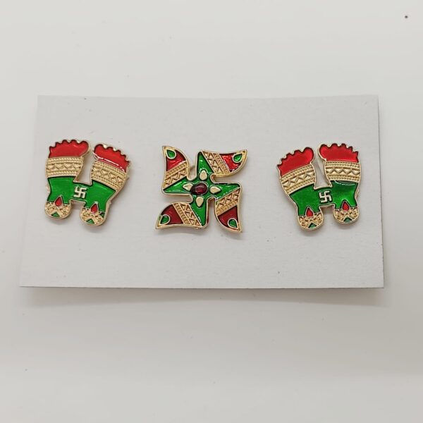 Acrylic Base : Meena Mini Charan with Swastik (10 cards)