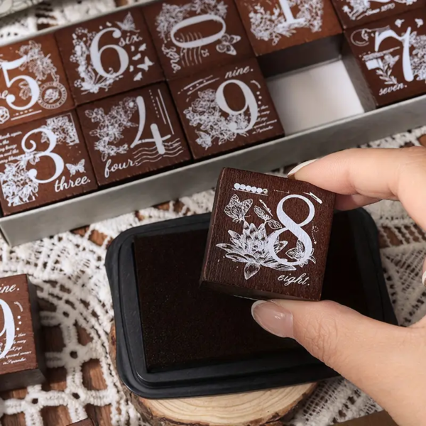 Floral Capital Letters Series Wooden Stamps Set - Number - Image 4