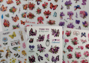 Cute Floral and Butterfly Theme Sticker Card