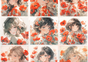 Material Papers - Blossoming Anime Beauty Theme