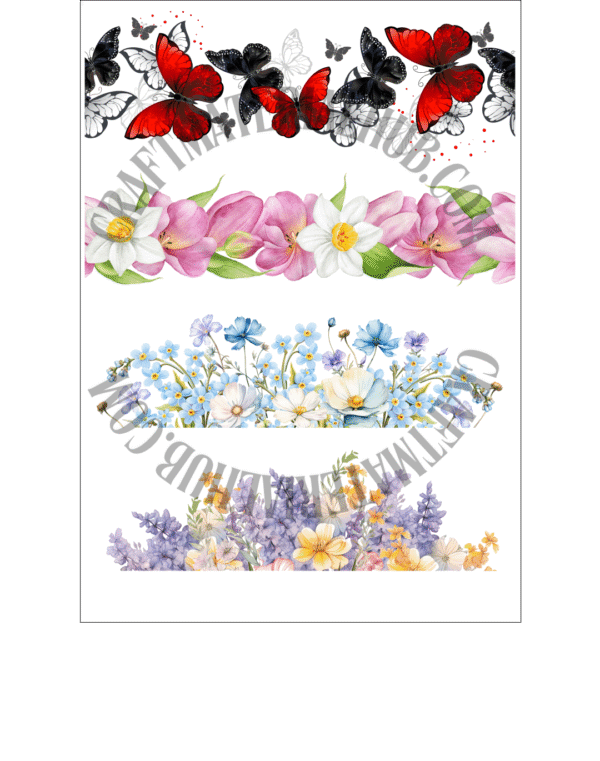 Butterfly & Flowers Borders