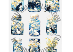 Jar of Flowers & Whiskers Sheet