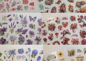 Floral and Butterfly Theme Sticker Cards