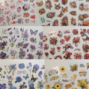 Floral and Butterfly Theme Sticker Cards