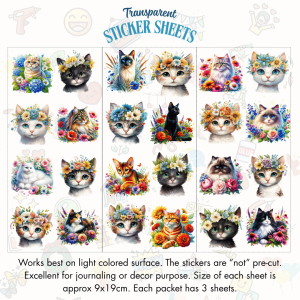 Signature Series Sticker Cards - Floral Cats