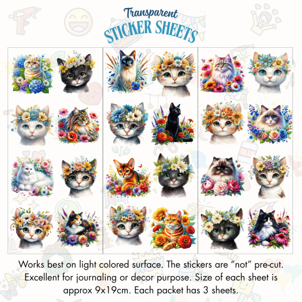Signature Series Sticker Cards - Floral Cats