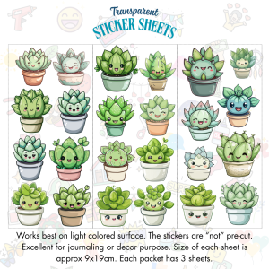 Signature Series Sticker Cards - Kawaii Succulents