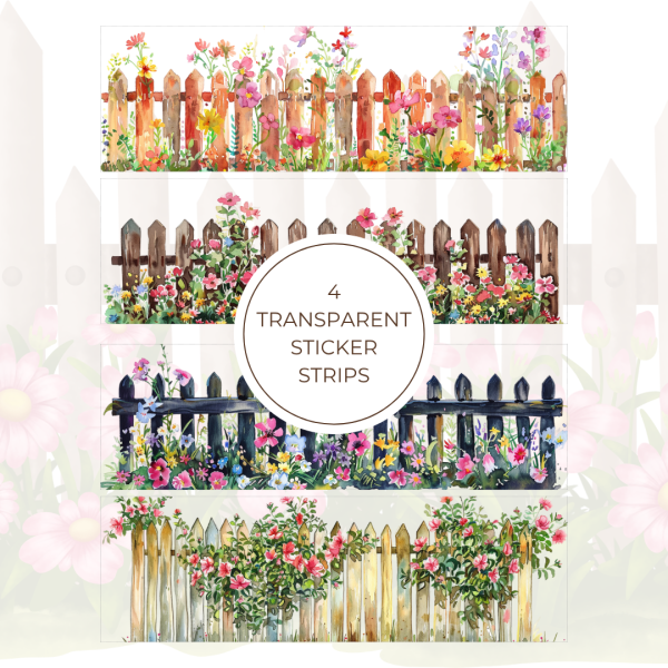 Signature Transparent Sticker Strip - Floral Fence