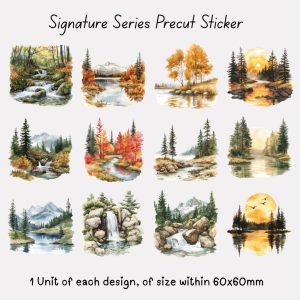 Signature Precut Stickers - Autumn Wilderness Watercolor Landscape