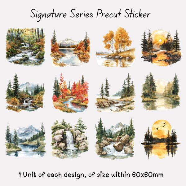 Signature Precut Stickers - Autumn Wilderness Watercolor Landscape