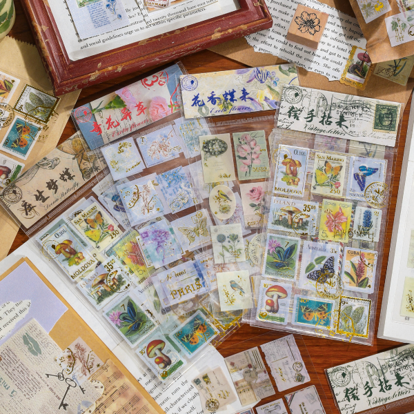 Vintage Botanical Stamp Sticker Pack
