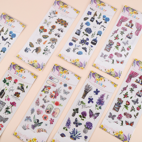 Vintage Floral Butterfly Sticker Sheet Set