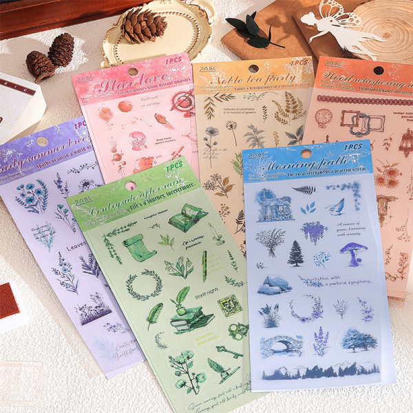 Vintage Botanical PET Sticker Sheet Set