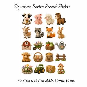 Signature Precut Stickers – Cute Farm Puffy Animal