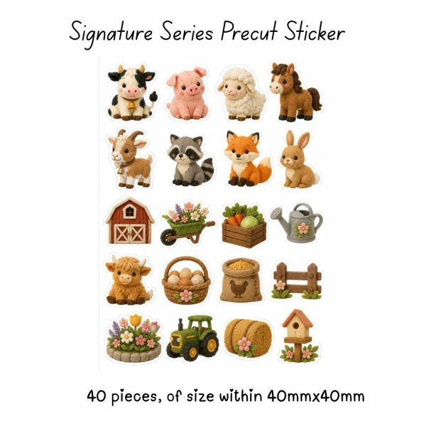 Signature Precut Stickers – Cute Farm Puffy Animal