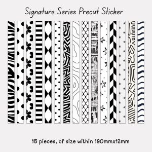 Signature Precut Stickers – Black & White Pattern Border