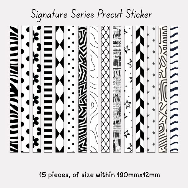 Signature Precut Stickers – Black & White Pattern Border