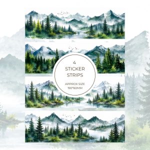 Signature Sticker Strip – Watercolor Mountain Wilderness