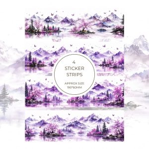 Signature Sticker Strip – Dreamy Watercolor Fantasy Landscape