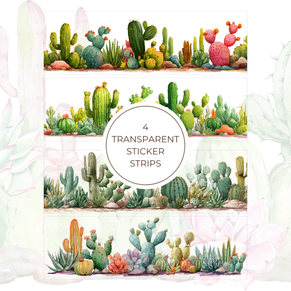 Signature Transparent Sticker Strip - Cactus