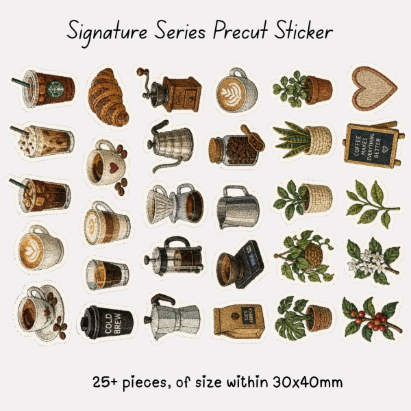 Signature Precut Stickers – Vintage Coffee & Botanical