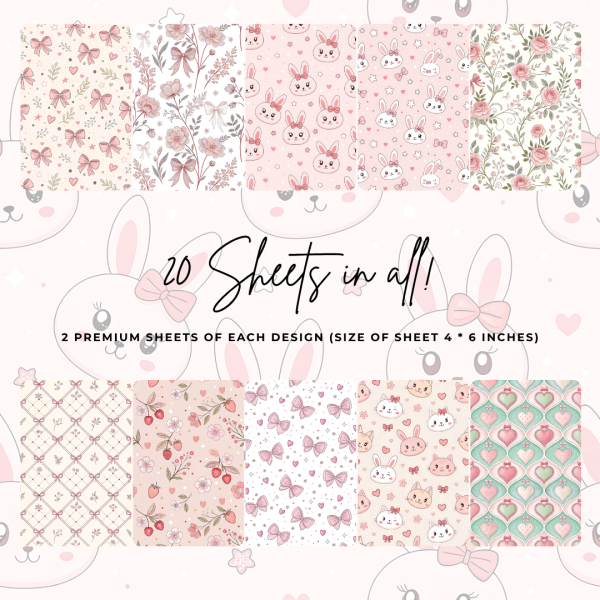 Signature Material Paper – Coquette Bunny & Pink Bows
