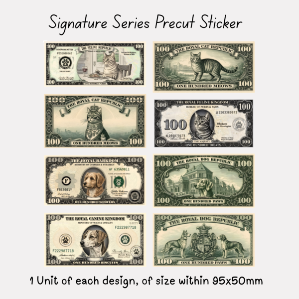 Signature Precut Stickers – Cat & Dog Fantasy Banknote Stickers