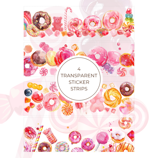 Signature Transparent Sticker Strip - Pink Candy