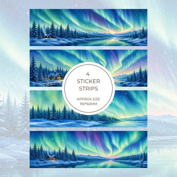 Signature Sticker Strip – Aurora Borealis Winter Landscape