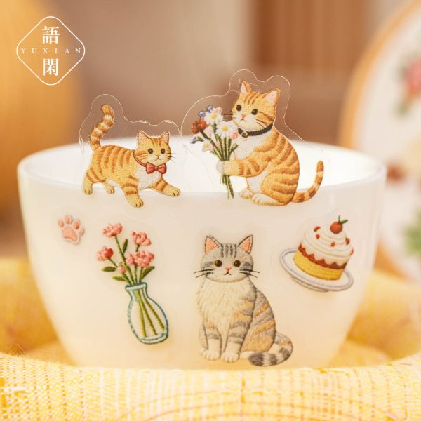 Kitty Moment Bakery Embroidery PET Sticker Set