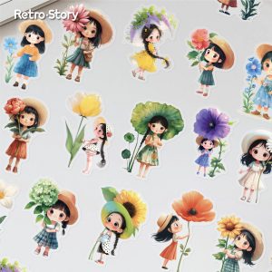 Cottonrose Hibiscus Sticker | Vintage Floral Girl PET Stickers