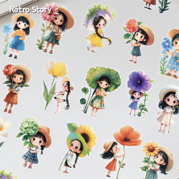 Cottonrose Hibiscus Sticker | Vintage Floral Girl PET Stickers