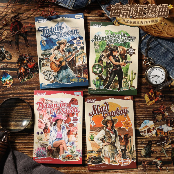 Wild Western Retro Theme Sticker Book