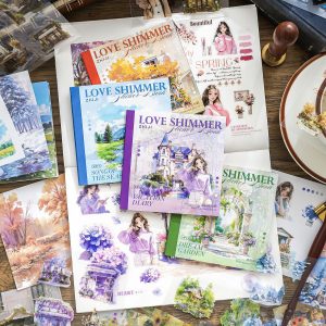 Love Shimmer Dual-Material Sticker Book – Aesthetic Watercolor Stickers