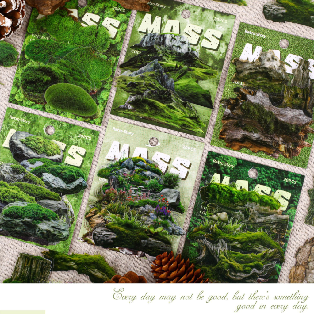 Pet Rocks Garden Nature Landscape PET Stickers – Moss, Rocks & Greenery - Craft Material Hub