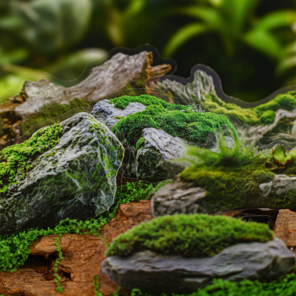 Pet Rocks Garden Nature Landscape PET Stickers – Moss, Rocks & Greenery - Craft Material Hub